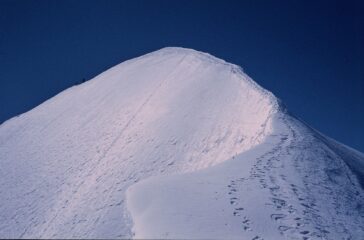 Fuori dalla parete, la cresta finale che porta in vetta.