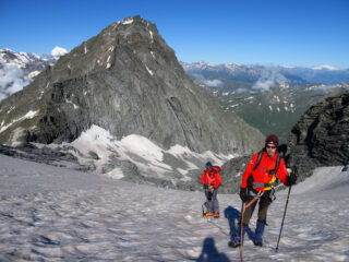 in salita sull'Homattugletscher verso il Breihtornpass