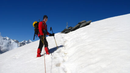 l'arrivo in vetta alla Cima Centrale del Breithorn