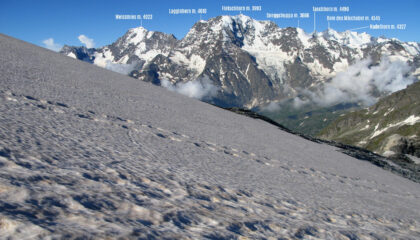 spettacolare colpo d'occhio da quota 3150 m dell'Homattugletscher