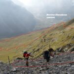 Dietro alle nostre spalle, in rosso, la traccia di salita.