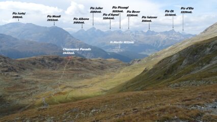 In discesa verso la Chamanna Paradis e pontresina.
