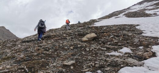 salendo nella parte alta del versante Ovest del Giornalet