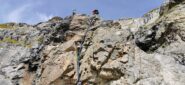 risalendo il risalto roccioso attrezzato appena sopra la Capanna Tschierva