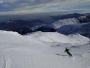 Parte alta della discesa su Pian Croesio, tratti di neve portante con un po' di zucchero sopra! Valeva la pena!