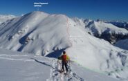 Dalla Cima di Grem proseguiamo verso la seconda vetta dell'anello di Cima Foppazzi . In rosso la traccia.