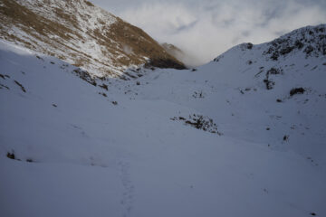 Discesa dal Colletto del Civrari per sentiero 104, non battuto, ma intuibile