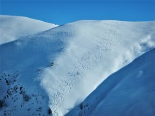La dorsale della prima discesa nel vallone Lombarda