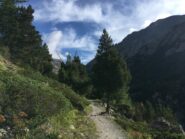 Il sentiero a mezza costa che si addentra nel vallone, dopo Gimillan