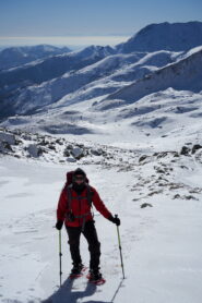Il canale di salita alla cresta non è così ripido come sembra da lontano