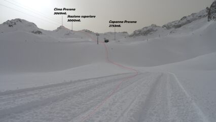 Sul tratto intermedio, verso la Capanna Presena. 