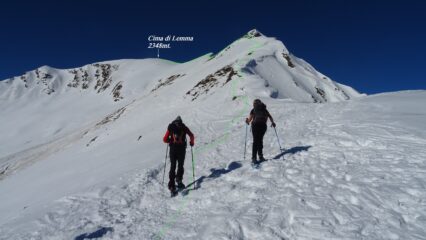 In verde l'ultimo tratto di salita per Cima di Lemma.
