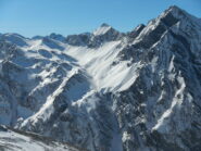 dalla cima gran vista sulla catena che separa la Valle Troncea dalla Valle Argentera