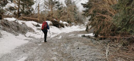 in cammino nel primo tratto della strada sterrata per il Bocchino delle Meraviglie
