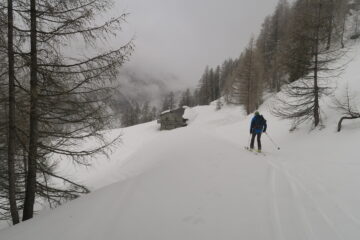 sotto lo strato di nebbia neve bagnata  