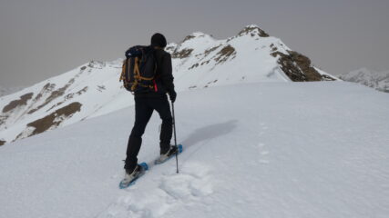 salendo verso il piccolo risalto dell'anticima della Punta Farenga