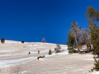 risalita dopo il bosco, dagli chalet des Acles al Col des Acles