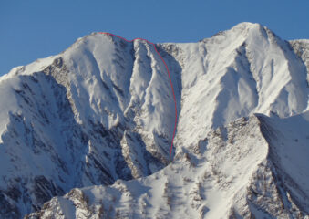Il couloir dalla parte di ghiaccio in su (foto febbraio 2020)