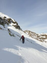 Durante il traverso di avvicinamento sul versante nord
