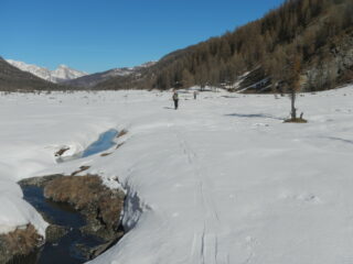 il lungo tratto pianeggiante, oltre Brusà du Plan, della Valle Argentera
