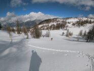 Quasi fuori dal bosco. In fondo a dx la crestina pelata sotto il triplex.