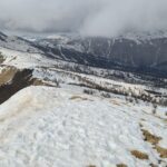 Monte Bertand, Colla Rossa e parte della cresta seguita in salita