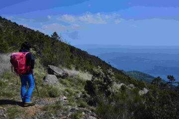 Il sentiero di rientro sul versante Sud del monte Pennone