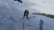 Maria Carla a metà della rampa-canale per il Colle del Tournelon Blanc