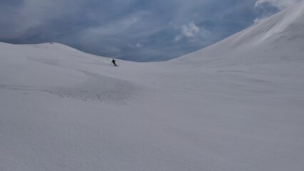 discesa dalla Brignola su neve più umida