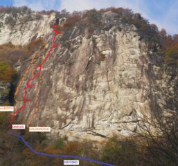 Schizzo su foto originale di Fraclimb (le nostre erano buie)