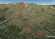 traccia da Pian del Lupo alle cime Sud e Nord