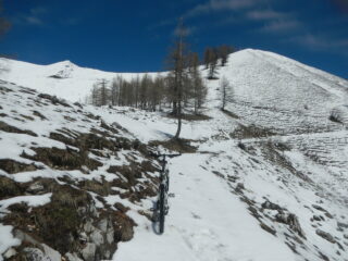 il sentiero innevato per la cima Croce San Giuseppe
