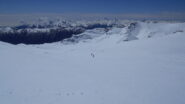 dal Passo verso la punta. Sullo sfondo il Roc Peyrus