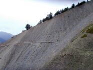 il traverso sulla frana ,il tratto più delicato del percorso