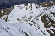 L'uscita del ripido pendio di salita vista dalla Cima di Collalunga
