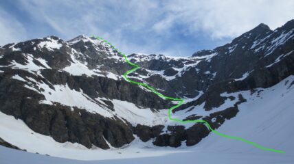 Itinerario di salita visto dal lago di San Grato