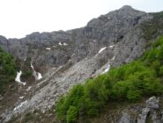 in rosso la variante apportata al percorso sul sentiero 8, traversando la Val Caldera ed il canale omonimo che sale a P.ta Stoppani