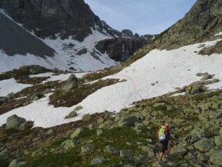 Prima neve sul primo tratto di salita.
