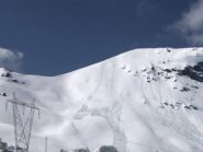 Salita a sinistra e discesa a destra cancellata dai scivolamenti di neve 