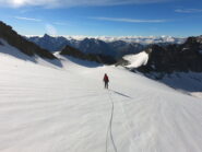Via del ritorno sul ghiacciaio Gelè, puntando al colle M.te gelè