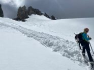 Il col de Montagnaya prima dell'ultimo ripido pendio