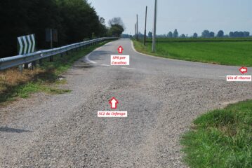 L’arrivo sulla SP6, ormai a Casalino, provenendo da Orfengo