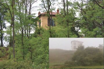 La casa raggiunta da Elia vista oggi e com’era nel film (nel riquadro), non ancora coperta dalla vegetazione