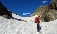 Il tratto del ghiacciaio verso il colle.