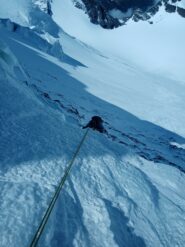 La fatidica calata per accedere al Couloir du Gardien