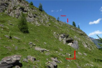 L'unico passaggio facile della fascia rocciosa