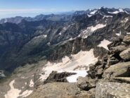 dalla vetta vista del Colle Fea e del ghiacciaio su cui si transita