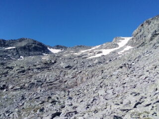 La zona del ghiacciaio di Bard vista dal basso.