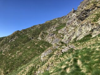 Lungo il traverso verso la cresta Sud (via normale)