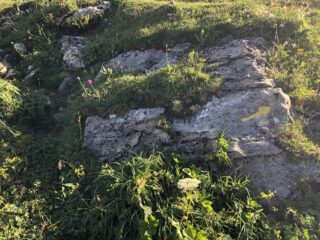 Freccia gialla da NON seguire appena fuori dal canalone. Seguire la traccia a sinistra.